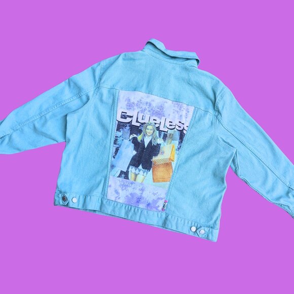 SOLD Handmade, Upcycled Clueless Denim Jacket Size XL - Picture 3 of 4